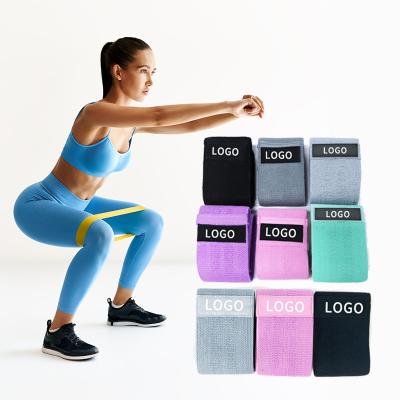 China Polyester Cotton Zhuoming Non Slip 3 Piece Pink Blue Black Logo Elastic Fitness Fabric Hip Booty Resistance Bands Custom Made for sale