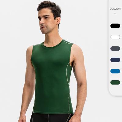 China Custom Logo Gym Wear High Elastic Men's QUICK DRY Clothing Muscle Tight Running Vest Breathable Sports Beach Tops for sale