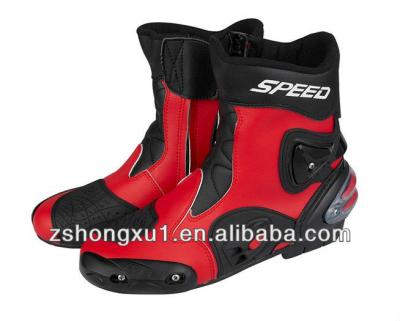 China Durable Mens Red Color Motorcycle Boots With Super Fiber Leather Red Motorcycle Boots for sale