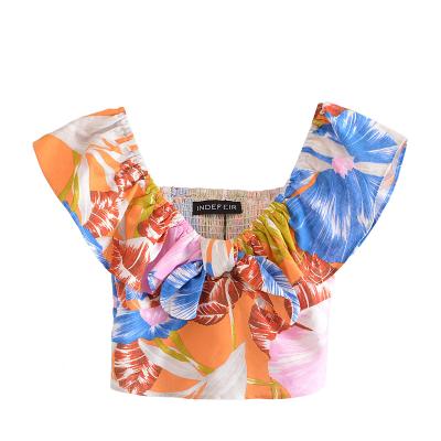 China Breathable Orange Front Neck Bow Color Women Tops Summer Sleeveless Blouse Slash And Full Length Top for sale