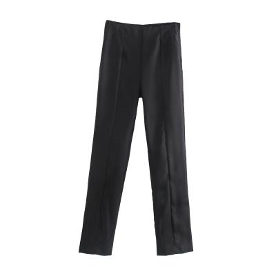 China Breathable Fly Black Women's Zipper Color Side Split Casual Pants And Trousers Fashion Flare Pants for sale