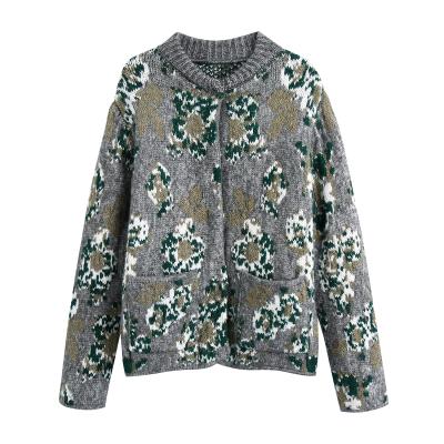 China Breathable Multi Color Women Casual Fashion Knitted Coats Long Sleeve Front Pockets Single Breasted Jacket for sale