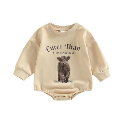 China 2023 autumn and winter new printed long-sleeved children's suit hidden crawling baby onesie baby set in stock for sale