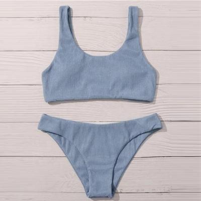 China 2022 Breathable Hot Sale Custom Bikini High Waist Rib Design Two Piece Swimwear Women Swimwear Women Swimwear for sale