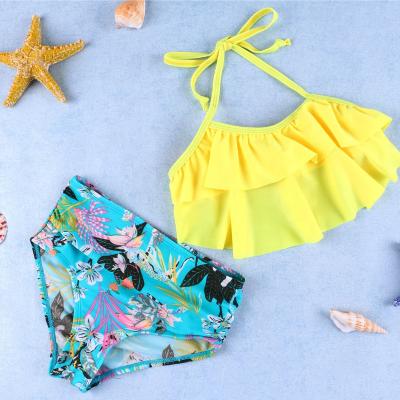 China Beautiful High Waisted Custom Printing Girls Bikini Swimwear Wholesale Breathable 2021 Kids Swimwear for sale