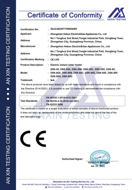 CE-LVD - Zhongshan Hobun Electric & Gas Appliances Co., Ltd.