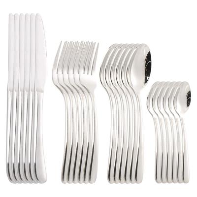 China 24 Pieces Viable Flat Dinnerware Set Western Stainless Steel Cutlery Table Dinner Tool Eatware Knife Fork Spoon Kit For Home for sale