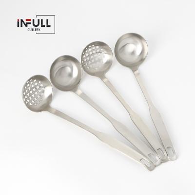 China Sustainable 304 Stainless Steel Strainer Pockets Soup Reach Spoons Long Handle Pocket Serving Utensils For Kitchen for sale