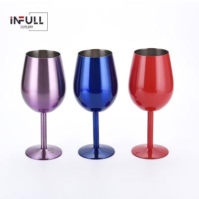 China Modern Wall Insulated Double Wine Tumbler With Lid 12oz Stainless Steel White Metal Wine Glass Customized Box for sale