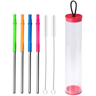 China Sustainable Two Piece Stainless Steel Straws With Silicone Tip for sale