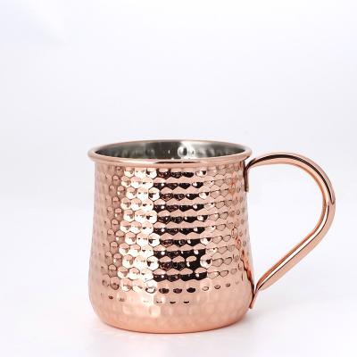 China Newest Sustainable High Quality Coffee Travel Mug With Handle Stainless Steel Copper Hammered Mug for sale