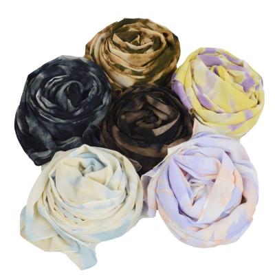 China 2021 Hijab Shawl Lady High Quality Thin Beach Hijab Instant Hide Plain Ombre Skin Dye Tie Dye Bubble Friendly Chiffon Muslim Bufandas Sjaal 180*70Cm for sale