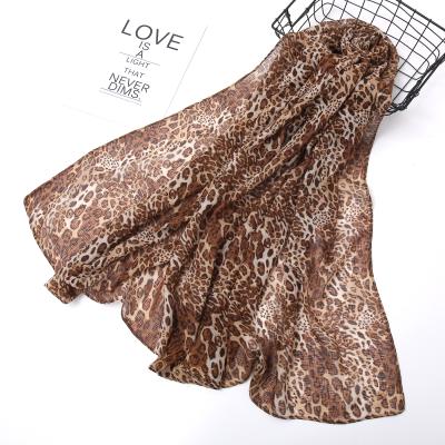 China New Slim Animal Leopard Print Shawl Women Hijab Large Size 90*180 Scarf for sale