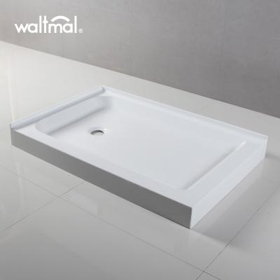 China Acrylic Cupc Approved Solid Surface Shower Pan Integral Double Flange Threshold for sale