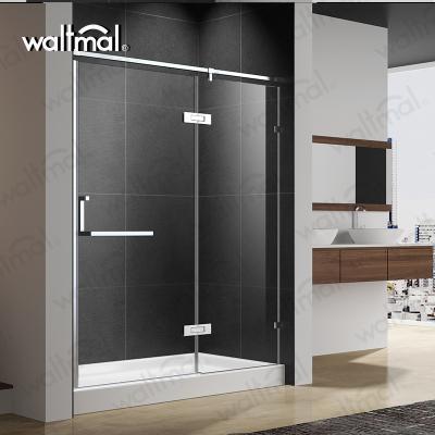 China With Custom Clear Temped View Waltmal Glass Two Panel One Side Hinge Open Shower Door for sale