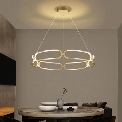 China Minimalist Indoor Home Hotel Duplex Villa High Ceiling Luxury Round Ring Pendant Light French Gold Led Pendant Lights for sale