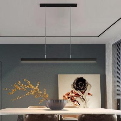 China Minimalist Post-modern Office Meeting Room Kitchen Reception Long Tube Chandelier LED Long Strip Ceiling Hanging Pendant Light for sale