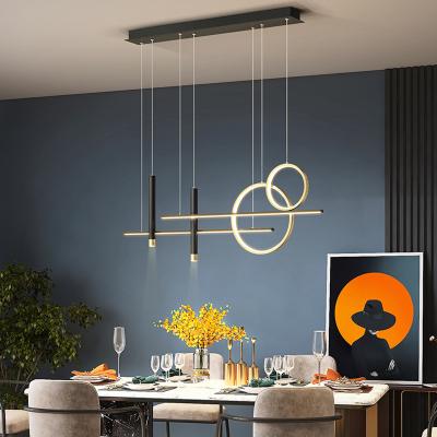 China Minimalist Nordic Office Home Kitchen Island Dining Table Decorative Lighting Chandelier Long Strip Ceiling Hanging LED Pendant Lights for sale