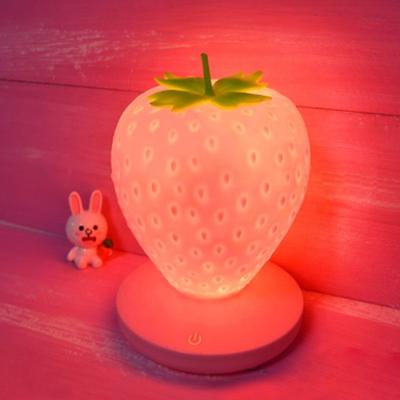 China Modern Wholesale USB Charging Touch Switch Kids Bedroom Bedside Led Light Strawberry Silicone Night Light for sale