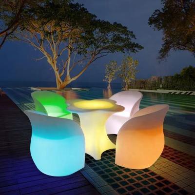 China Modern Wholesale Outdoor Rechargeable LED Glowing PE Chair Tables Furniture Night Club Garden Beach Decorative Landscape Lights for sale