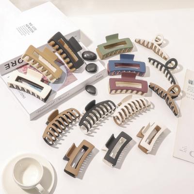 China RARA Fashion Hair Accessories Wholesale Matte Plastic Hair Claws Women's Hair Clip Rectangle 8.5CM for sale