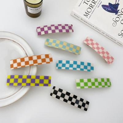 China RARA 10.5cm Fashion Stats Fashion Hair Accessories Women Girls Hair Clip Soft Custom Barrette PVC Checked Hair Clips for sale