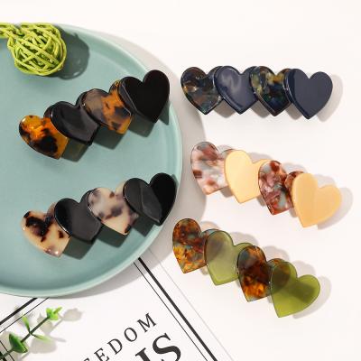 China RARA 8.5cm Selling Fashion Hair Accessories Women Girls Hair Clip Soft Custom Love Shaped Acetate Barrette for sale