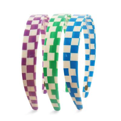 China Acetate Headband RARA 14CM Hot Selling Ins Fashion Hair Accessories Wholesale Headband Plaid Colorful Acetate Luxury Headband for sale