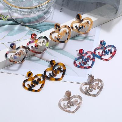 China Fashion RARA 6.5cm Hot Selling Love Shaped INS Earrings Designer Bohemian Tortoise Acetate Fashion African Earrings Sets for sale