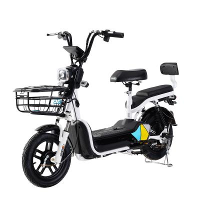 China High Carbon Steel Electric Bicycle For Adult With Basket And Seat for sale