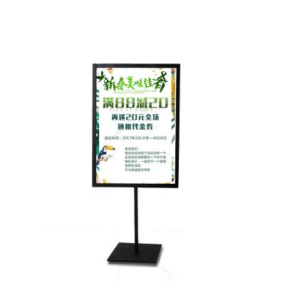 China Durable Outdoor Advertising Signs Shelf At The Entrance Of A4POP Restaurant Clothing Store Poster Metal Display Bracket for sale