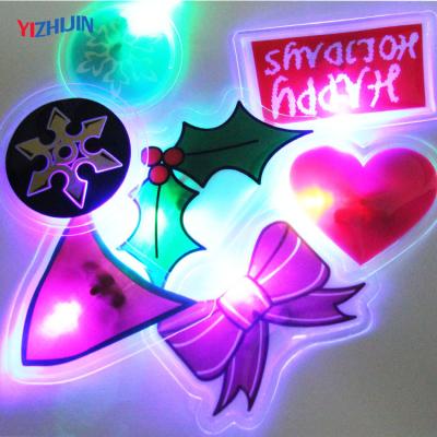 China new 3D pvc and soft tpu led light up name badge flashing christmas led lights decorations for sale