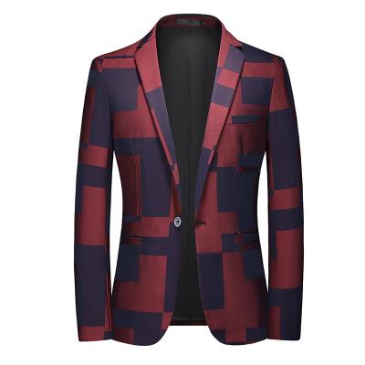 China Casual Men's Breathable Blazer For Party Printed Europe And US Fashion Asian Size 3 Colors Simple Slim Fit Suits Jacket For Male for sale