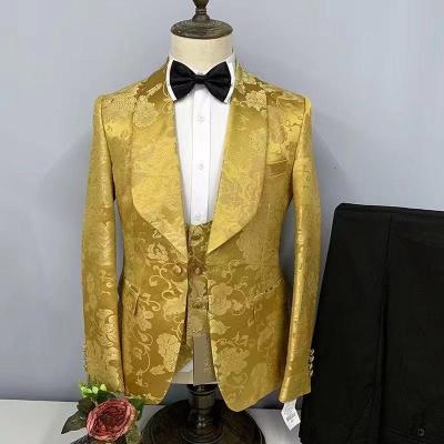 China Breathable Tuxedo Suit For Wedding Groomsman 3pcs Set Fashion Party Banquet Blazers Printed Mens Suits Homme Suit for sale