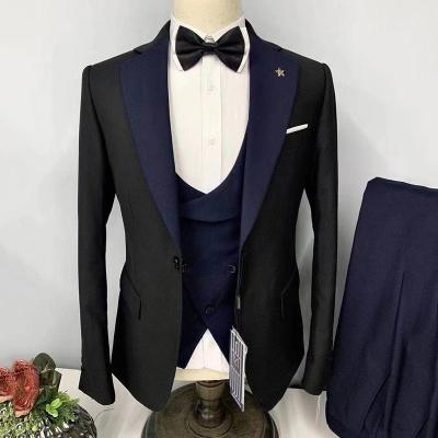 China Original Factory Breathable Mens Suit 3 Pieces Blazer Vest Pants Slim Fit Dress Party Wedding Suits Wedding Suit Fashion For Men Purple for sale