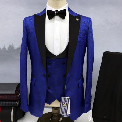 China Breathable New Designs White Suits Men 3 Pieces Groom Slim Fit Wedding Blazers Dress Green Dinner Blazer One Button Vest Pant Suit Set for sale