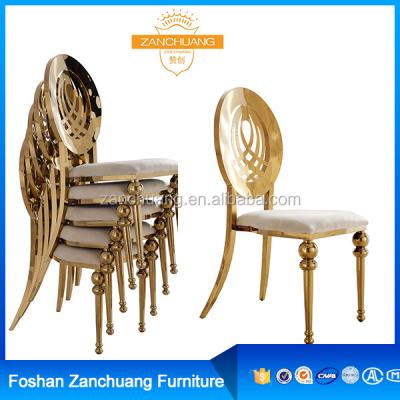 China Super Comfortable Rental Modern Wedding Chair , Gold Cheap Stacking Chair for sale