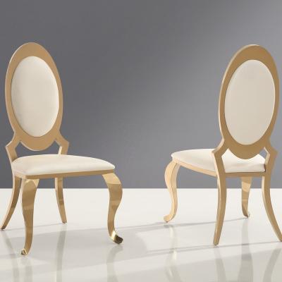 China Modern Luxury Stainless Steel Wedding Gold Dining Chair for sale