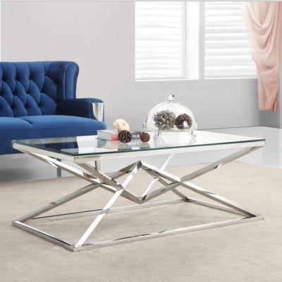 China Modern glass coffee table stainless steel coffee table C108 for sale