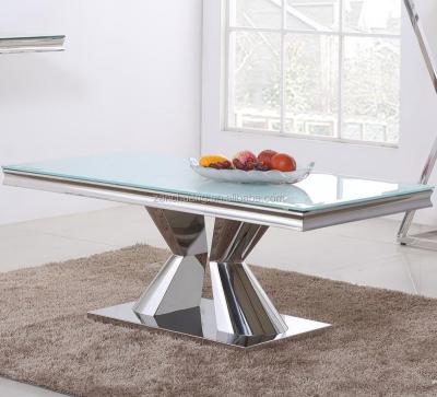 China DINING TABLE stainless steel coffee/tea table tempered glass top/home/hotel/restaurant /bar/leisure for sale