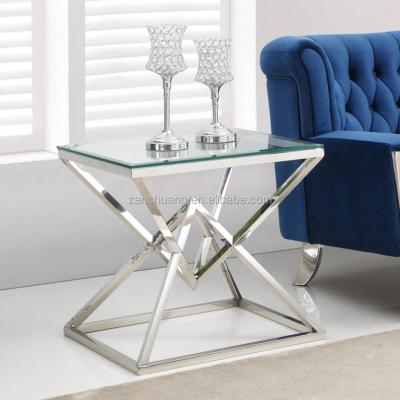 China CONSOLE TABLE Pure Glass Stainless Steel Corner End Table For HOME Living Furniture for sale