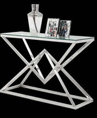 China DINING TABLE stainless steel console table tempered glass home deco furniture for sale