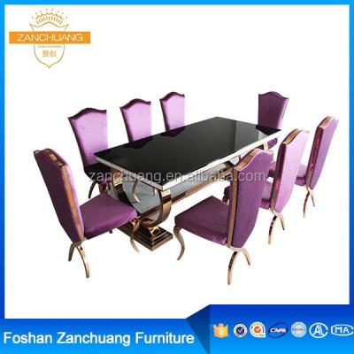 China Exclusive Stainless Steel Frame Catering Furniture Live Edge Buffet Dining Table for sale