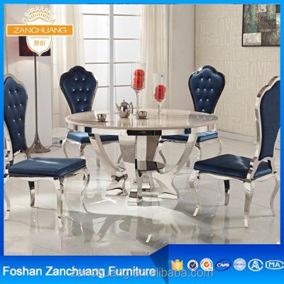 China Easy To Clean Home Furniture Stainless Steel 5 Pieces Dining Table And Chair Set Sets for sale