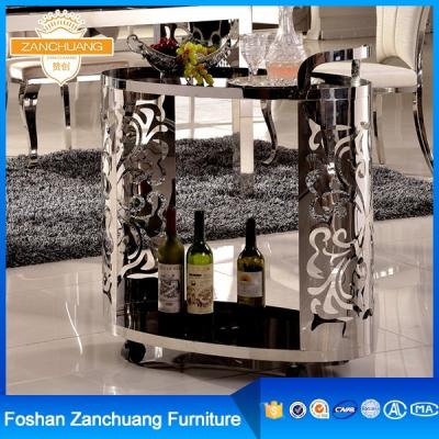 China Super Comfortable Modern Hotel Room Tempered Glass Dining Serving Cart for sale