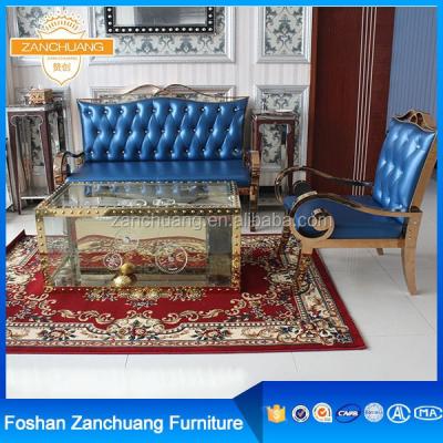 China Super Comfortable European Style Modern Royal Blue Leather Contemporary Sofa for sale