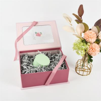 China High Quality Recycled Materials Luxury Gift Box With Pink Gift Box With Clear Window for sale