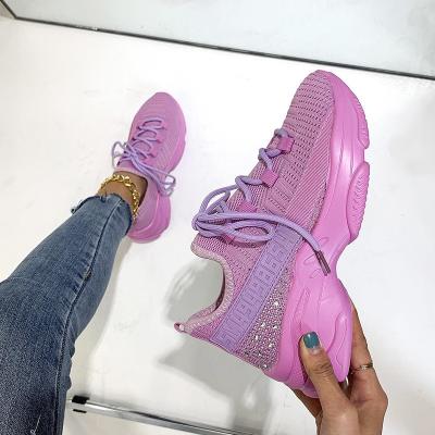 China CUSHIONING wholesale unisex designer for women unisex diamond fly knit purple sneakers ladies gym sports shoes for sale