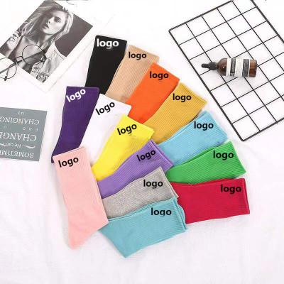 China 2022 wholesale thin sport women thin tube brand cotton color cotton color long custom designer sock candy breathable socks wholesale graffiti for sale