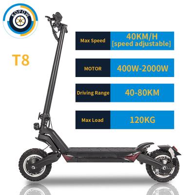 China Unisex Motor 48V800W Motor Single Electric Motorcycle Scooter T8 Adult Electric Scooter With Side Lights for sale